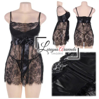 Set Lingerie Jumbo + G String Seksi L/Xl/Xxl Model Big Size Lace Lg346