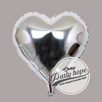 Balon Hati silver  45 cm / Balon Love silver / balon foil hati silver