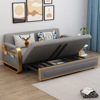 Light luxury sofa bed multi-functional foldable single and double use living room lunch break push and pull bed