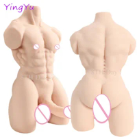 Life Size Male Body with Huge Dildo Sexy Muscles Strong Male Half Body 20cm Long Penis Women Men Masturbate Sex Toys Erotic Doll
