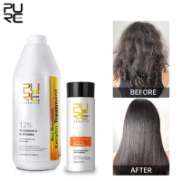 PURC Keratin Hair Treatment Set 1000ml Brazilian Keratin Smoothing Straightening 100ml Repair Damaged Shampoo Kits Hair Care
