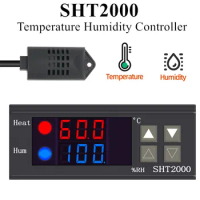 SHT2000 DC 12V 24V AC 220V Temperature Humidity Controller Home Fridge Incubator Thermostat Humidistat Thermometer Hygrometer