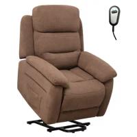 Costway Power Lift Recliner Chair Sofa for Elderly w/ Side Pocket &amp; Remote Control Brown