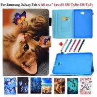 Cover for Samsung Galaxy Tab A 10.1 2016 Folding Stand Flip PU Leather Shell for Samsung Tab A6 A 6 10.1 T580 T585 Tablet Funda