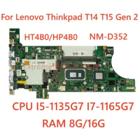 NM-D352 For Lenovo Thinkpad T14 T15 Gen 2 Laptop Motherboard With CPU I5-1135G7 I7-1165G7+GPU RAM 8G/16G 5B21D65135 Mainboard