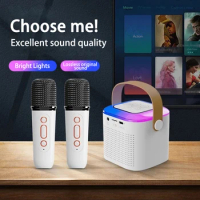 Microphone Karaoke Machine Portable Bluetooth 5.3 Speaker System with 1-2 Wireless Microphones Home Family Singing Machine