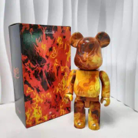 Bearbrick 400% Flame Bear 28cm Collectible Decorative Doll Gift Figure ABS Plastic Building Block Bear