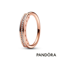 【Pandora官方直營】Pandora Signature I-D 密鑲寶石戒指-鍍14k玫瑰金-絕版品
