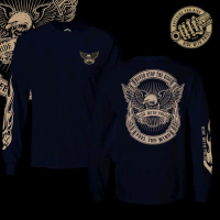 Long Sleeve Lengan Panjang Distro Navy Ride With Pride/Biker/Riding/Eagle Combed Kain Kaos Lembut Ny