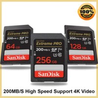 SanDisk Extreme PRO SD Card UHS-I SDHC SDXC 4k Video Read up to 200MB/s U3 C10 V30 Memory Card 512G 256G 128G 64G 32G for Camera