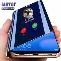 For Huawei Honor X9A Case Luxury Clear View Mirror Flip Phone Case For Huwei HonorX9A Honer Honar Xonor X9A X 9A 5G Back Cover