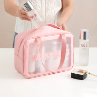 Large waterproof cosmetic bag Travel cosmetic bag, portable clear PVC bag for women
