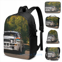 Funny Graphic print Lancia Delta HF Integrale Martini Racing USB Charge Backpack men School bags Women bag Travel laptop bag