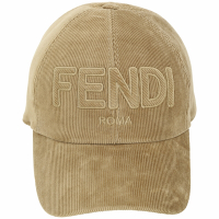 FENDI 芬迪 駝色燈芯絨老花帆布內裡棒球帽