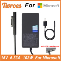 Charger 15V 6.33A 102W for Microsoft Surface Book 2 Surface Go Surface Pro 6 Pro 7 Pro 5 Pro 4 Pro with DC 5V 1.5A USB Charger