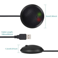 Conference USB Microphone,Omnidirectional Condenser PC Microphone with Mute Button LED Indicator,Plug&amp;Play,for Game,Etc