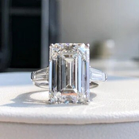 AJ2024 Lab Diamonds Ring White Diamonds Emerald Shape 10ct E Color VS2 G18K White Gold Lab Diamonds Jewelries
