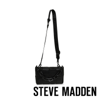 STEVE MADDEN-BCYRUS 時髦皮革斜背/手提編織小方包-黑色