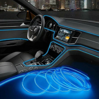 3M Car Interior Led Decorative Line Lamp Auto DIY Flexible Ambient Strip Light EL Wire Neon Rope Tube USB Party Atmosphere Diode