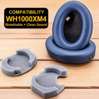WH-1000XM4 Earpads - Compatible with WH-1000XM4 WH1000XM4, Ear Cushion with Soft Memory Foam (WH1000XM4 Blue Protein Leather)
