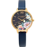OLIVIA BURTON 手錶 OB16EG113 海軍藍 真皮錶帶 女錶 34mm