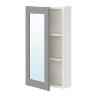 ENHET 單門鏡櫃, 白色/灰色 框架, 40x17x75 公分