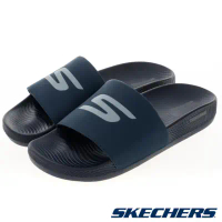 領券再折【SKECHERS 】Skechers 拖鞋 Hyper Slide-Deriver 男鞋 藍 皮革 緩衝 一片拖 固特異橡膠大底 246020NVY-US11