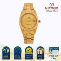 Mirage Jam Tangan Pria Analog TS 195 M Gold Original Stainless Plat Gold