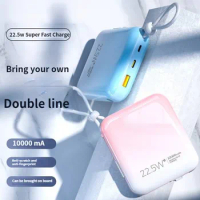 10000mAh Mini Portable Capsule Power Bank With Cable Back Clip Spare Battery for iPhone Samsung Huawei Xiaomi Charge PowerBank