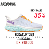HOKA CLIFTON 8 BLANC DE BLANC / WHITE WOMEN RUNNING SHOES 100% ORIGINAL Sepatu Wanita