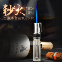 JOBON Visible gas tank Jet Turbo torch Blue flame Fashion Grinding wheel windproof inflatable lighter