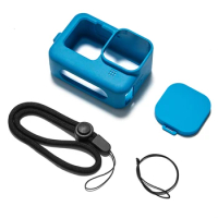 Soft Silicone Case For GoPro 9 Lens Cap blue Adjustable Handle Wrist Strap For GoPro Hero 9