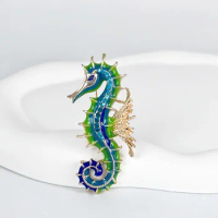 1Pc Retro Sea Horse Brooch for Men Women Vintage Animal Hippocampus Brooches Pins Jewelry Accessories Party Gifts 2024 Trend