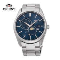 ORIENT 東方錶 SUN&amp;MOON系列 日月相錶 鋼帶款 藍面 RA-AK0308L - 41.5 mm