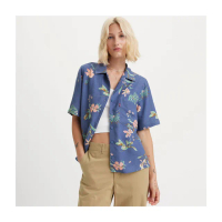 【LEVIS 官方旗艦】女款 夏威夷短袖襯衫 / 混亞麻舒適面料 上衣 熱賣單品 A7175-0005