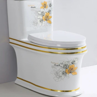 Colorful gold five hole super vortex siphon toilet anti clogging water closet