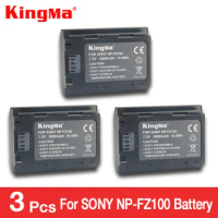 KingMa 3pcs NP-FZ100 NP FZ100 NPFZ100 Battery Batteries for Sony Alpha 9 A9 9R A9R 9S A9S A7RIII A7R3 BC-QZ1 Digital Camera