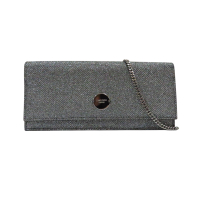 【二手名牌BRAND OFF】JIMMY CHOO 煙煤色 金絲布料 Florence 鏈帶 肩背包