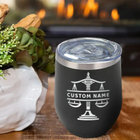 【Ahot】 Custom 12oz Stainless Steel Cup Lawyer Theme Name, Clear Lid Coffee Mug, Justice Law Gift For