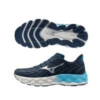 MIZUNO 美津濃 慢跑鞋 男鞋 運動鞋 緩震 一般型 WAVE SKY 8 藍灰 J1GC240205