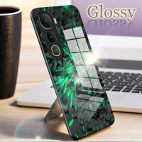 เคสโทรศัพท์, สำหรับ vivo Vivo Y400 5G, การออกแบบการระเบิดหินสีเขียว, เคสกระจกนิรภัยที่มีสไตล์, ฝาหลั