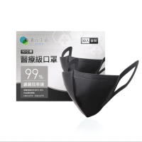 【德克生活】立體醫療級4層口罩3盒(黑色30入/盒)