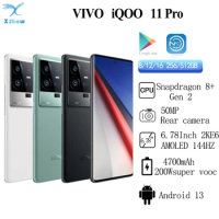 New VIVO iQOO 11 Pro Snapdragon 8 Gen 2 50MP VCS IMX866 2K E6 6.78'' AMOLED 144HZ 4700mAh 200W Supervooc NFC OTA