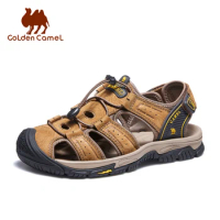 GOLDEN CAMEL Men's Summer Sandals Sports Casual Beach Sandal Leather Shoes for Men Baotou Wear-resistant Outdoor Slippers