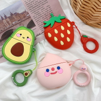 日韓蘋果Airpodspro3代無線藍牙耳機水蜜桃牛油果草莓水果耳機殼女款可愛Airpods1代全包軟硅膠防摔2代保護套