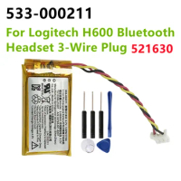 533-000211 521630 New AHB521630 3.7V 240mAh Li-Polymer Battery For Logitech H600 Bluetooth Headset 3-wire Plug + Free Tools