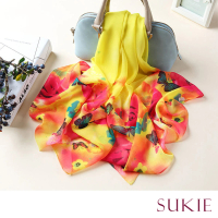 Sukie 雪紡紗絲巾 蝴蝶絲巾/浪漫蝴蝶花朵50X160雪紡紗絲巾 圍巾(4色任選)