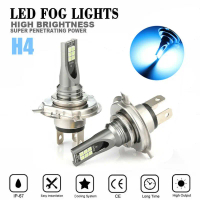 2 unit lampu kepala LED H4 110W 20000LM, mentol kabus 8000K biru untuk cahaya DRl