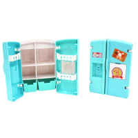NK 1 Pcs Doll Cartoon Double Open Closet Wardrobe Baby Toy For Barbie Accessories Doll Princess Bedroom Furniture Girl Gift DZ