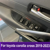 Interior Accessories For Toyota Corolla Cross 2019-2022 2023 Window Lifter Switch Armrest Panel Trim Car Styling Carbon Fiber